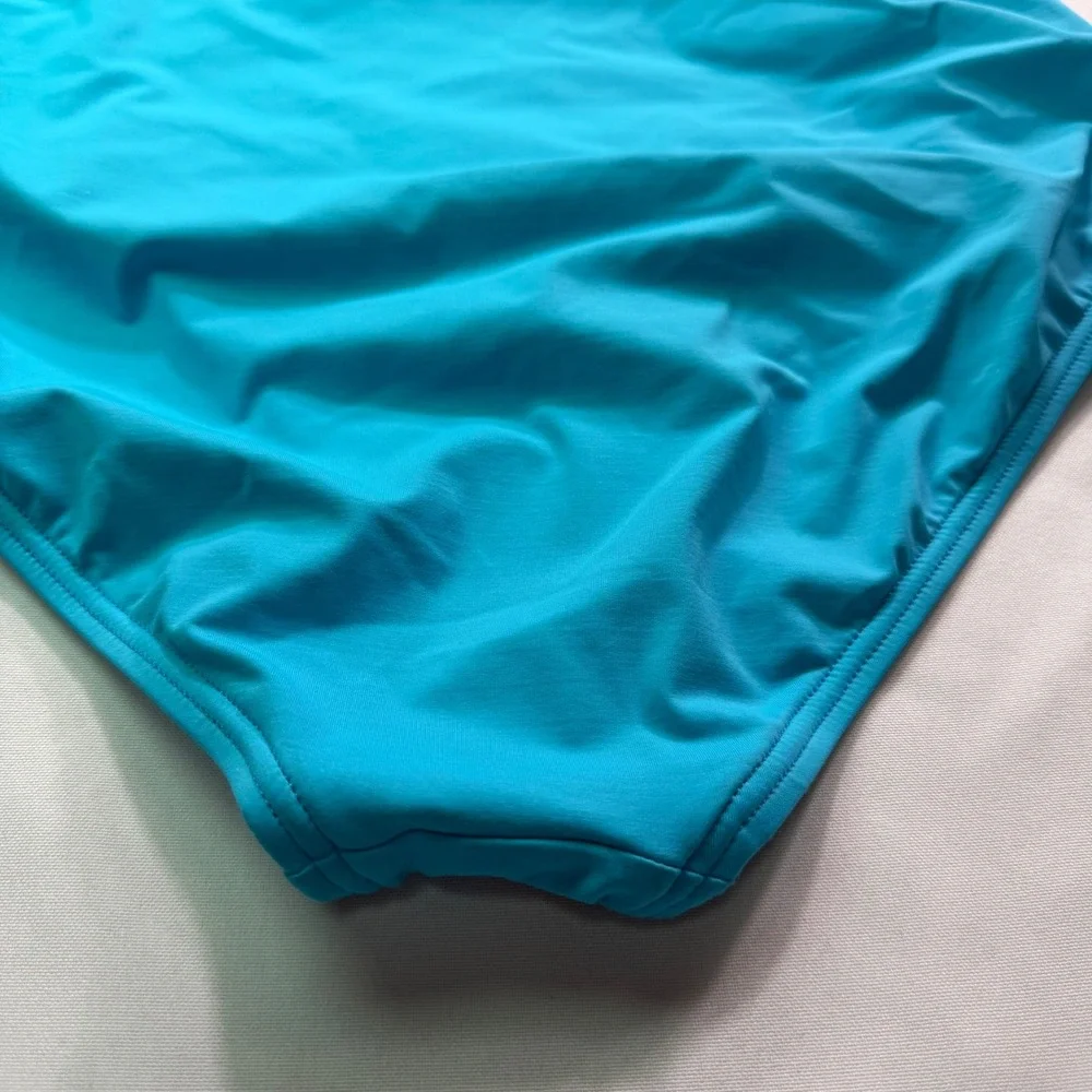 Tommy Bahama Womens Turquoise Ruched One Piece Swimsuit TSW31024P Size 10